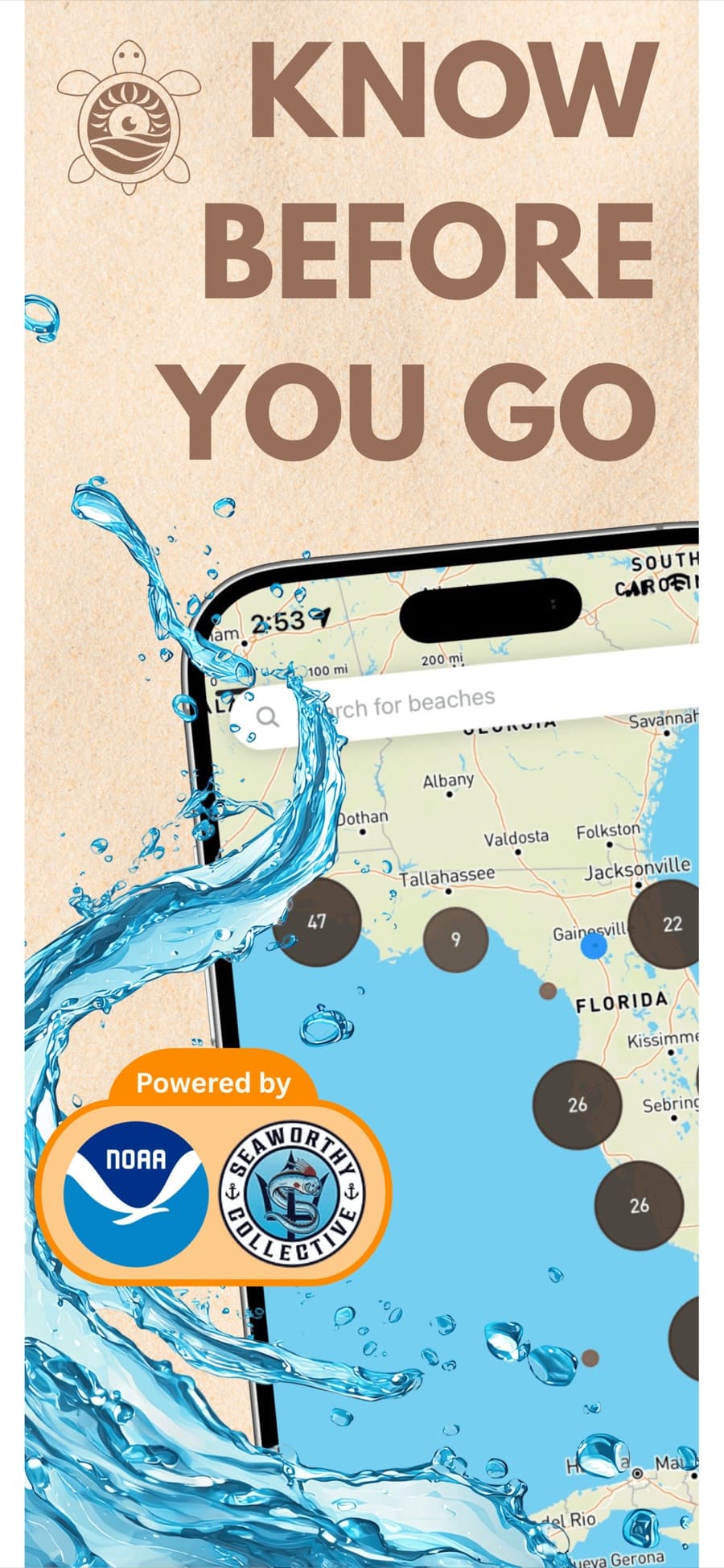BeachLens map of Florida beaches: know before you go.